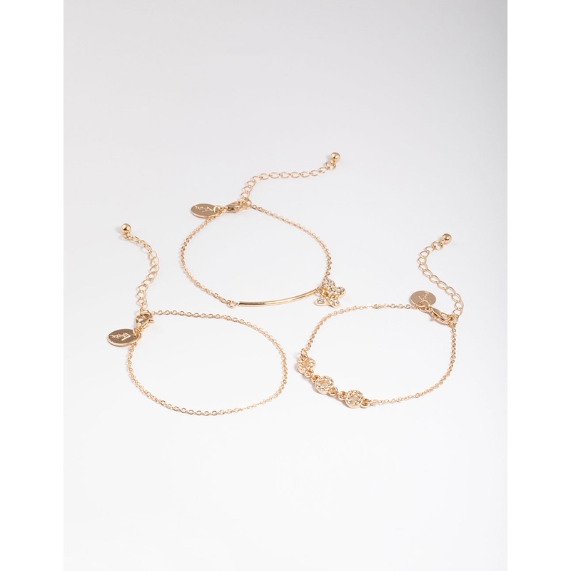 Gold Circle & Butterfly Bracelet Pack