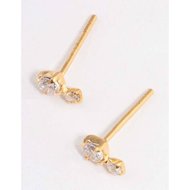 Gold Plated Sterling Silver Cubic Zirconia Stud Earrings