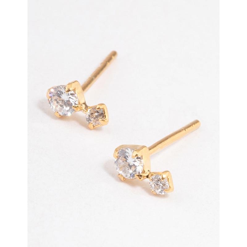 Gold Plated Sterling Silver Cubic Zirconia Stud Earrings