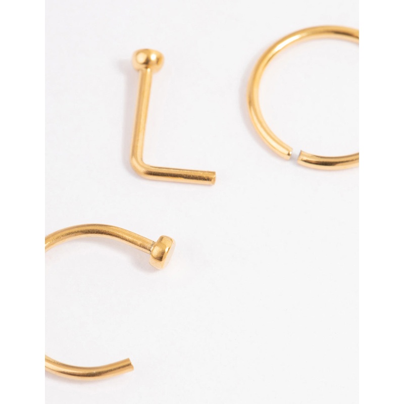 Gold Plated Titanium Basic Nose Ring Pack