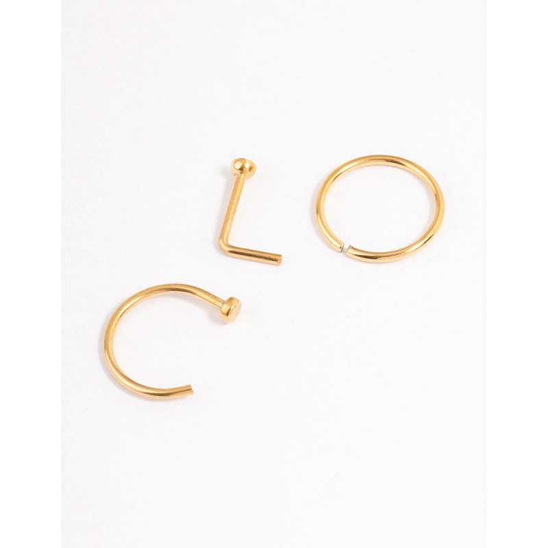 Gold Plated Titanium Basic Nose Ring Pack