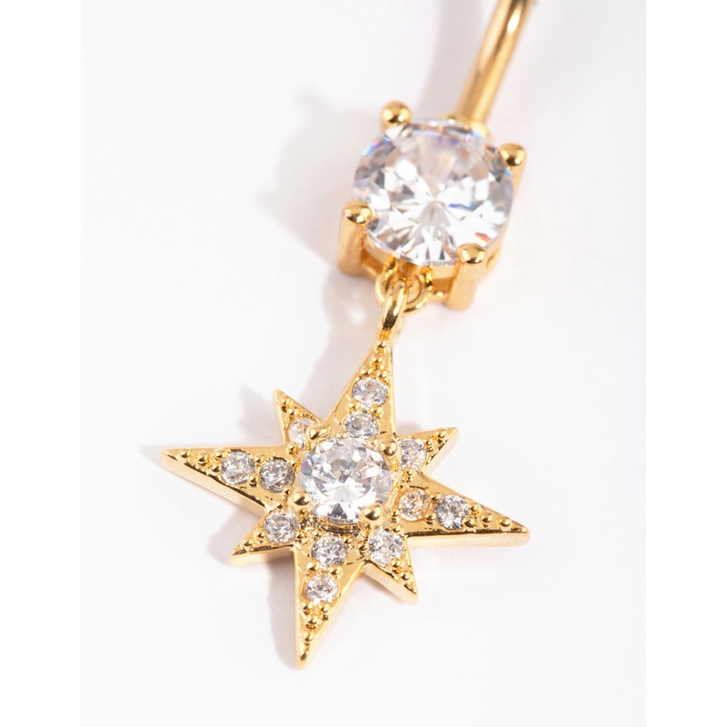 Gold Plated Titanium Star Belly Bar