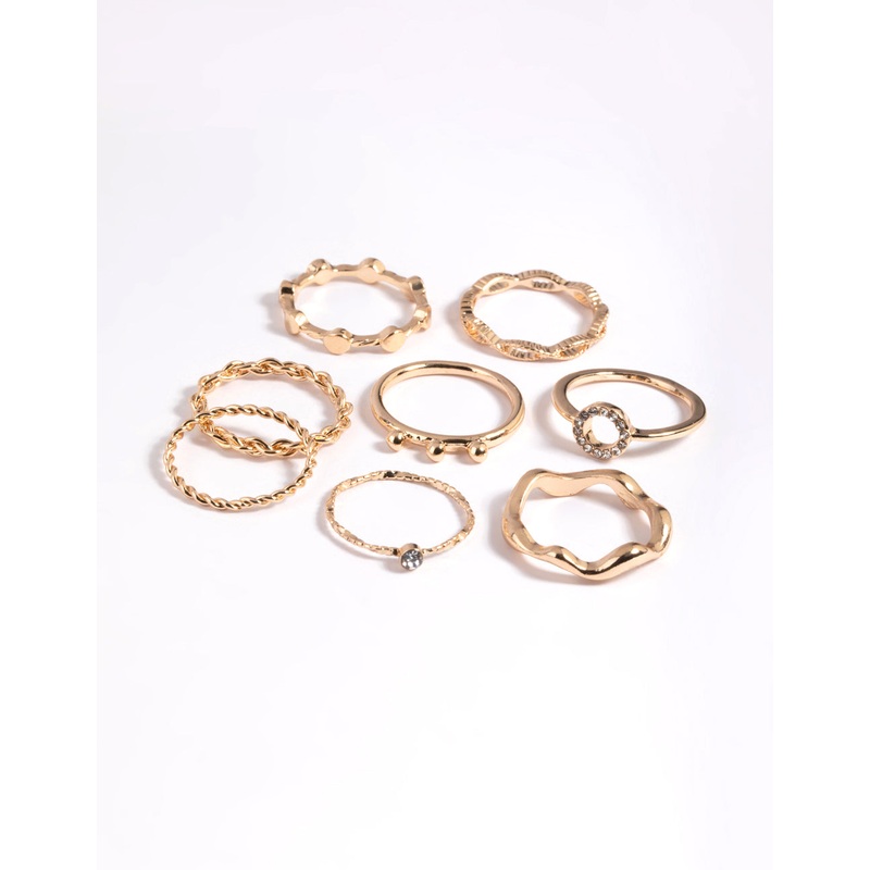 Gold Twisted Ring Stack Pack|SM|ML