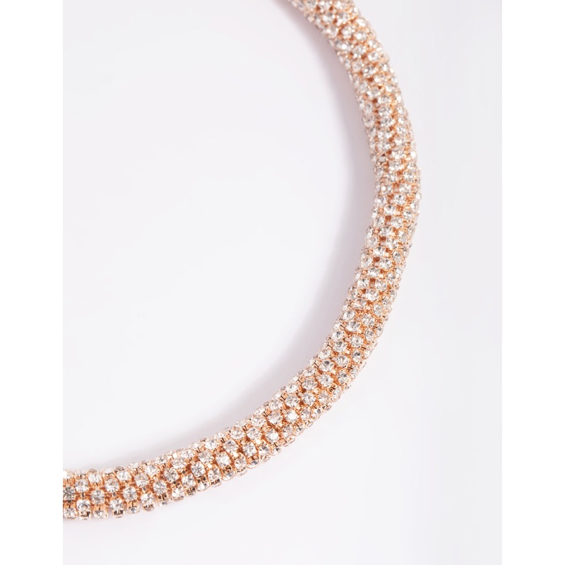 Rose Gold Diamante Tube Necklace