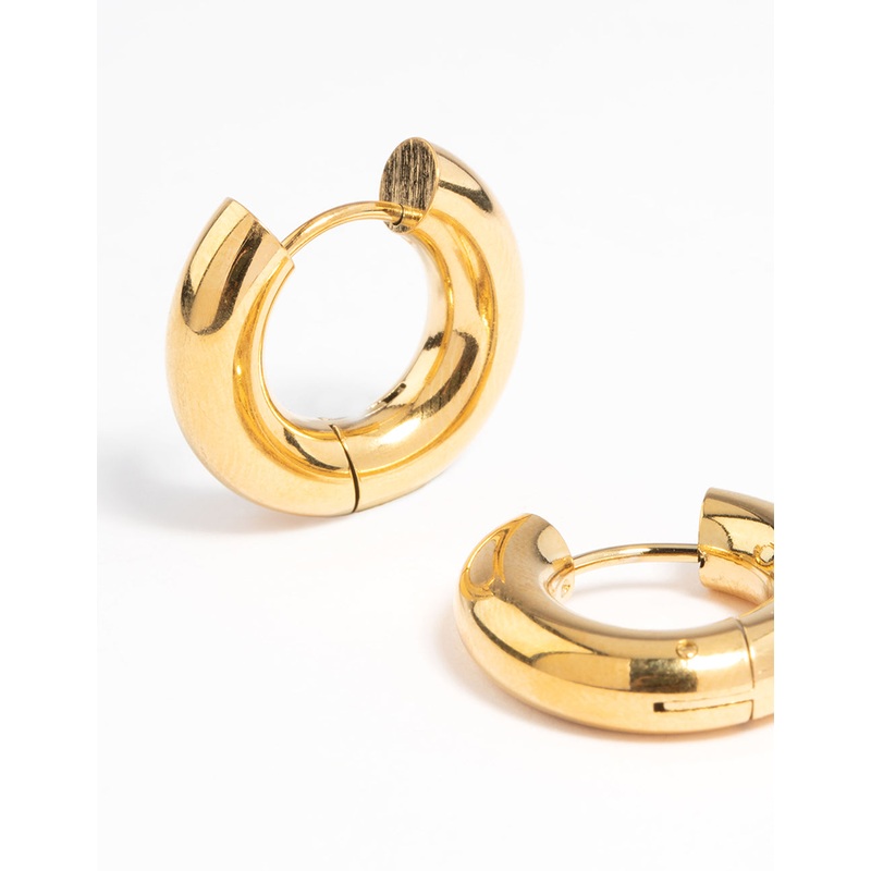 Waterproof Gold Plated Stainless Steel Thick Huggie Earrings