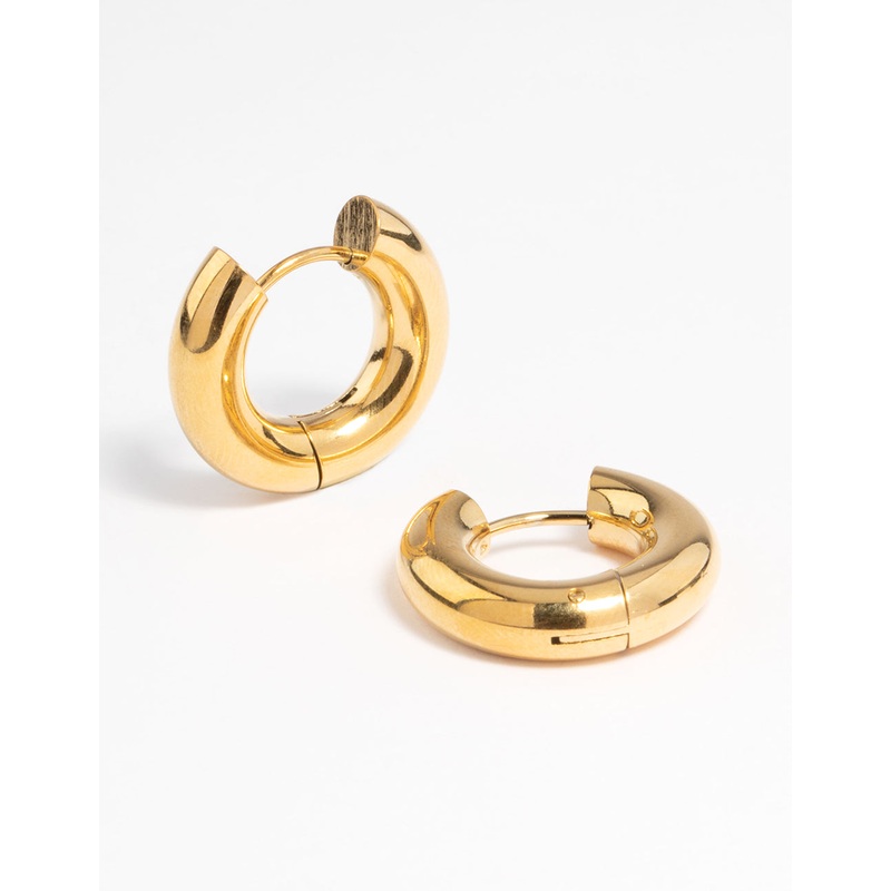 Waterproof Gold Plated Stainless Steel Thick Huggie Earrings