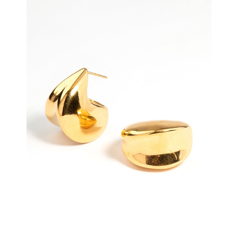 Waterproof Gold Plated Stainless Steel Thick Scoop Earrings