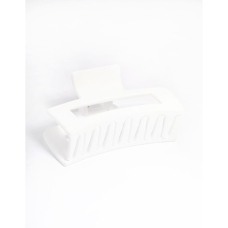 White Matte Rectangle Outline Claw Clip