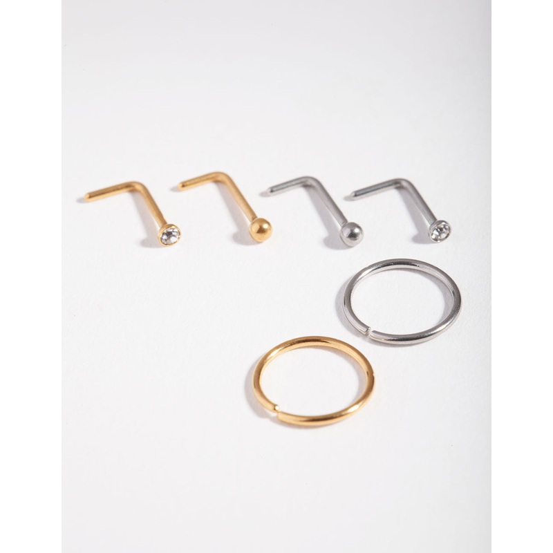 5mm Simple Nose Stud 6-Pack