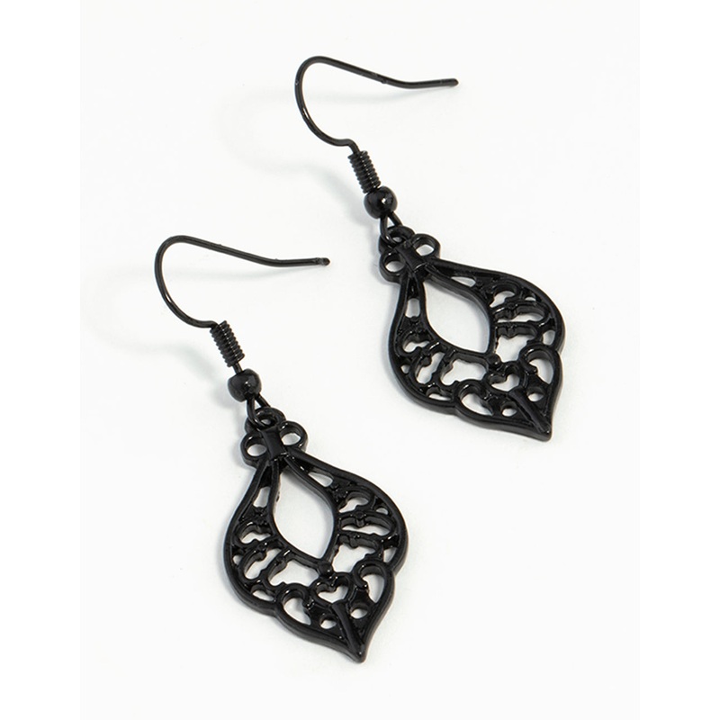 Black Cutout Bohemian Drop Earrings