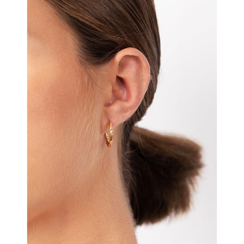 Gold Plated Sterling Silver 13mm Twist Hoop Earrings