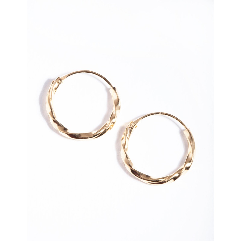 Gold Plated Sterling Silver 13mm Twist Hoop Earrings