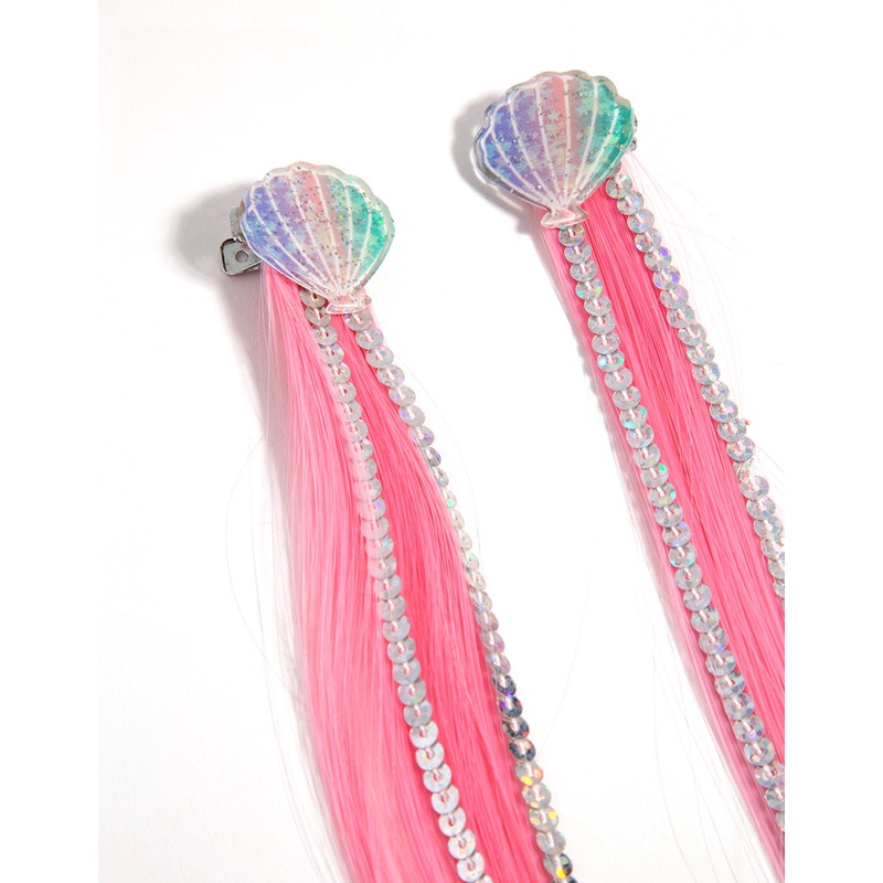 Kids Fabric Hair Shell Sequin Clip