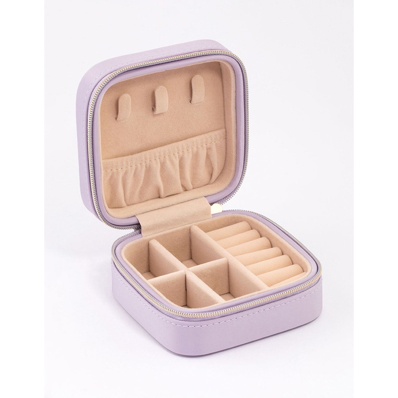 Purple PU Leather Iridescent Square Jewellery Case