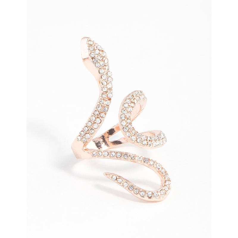 Rose Gold Diamante Snake Swirl Ring