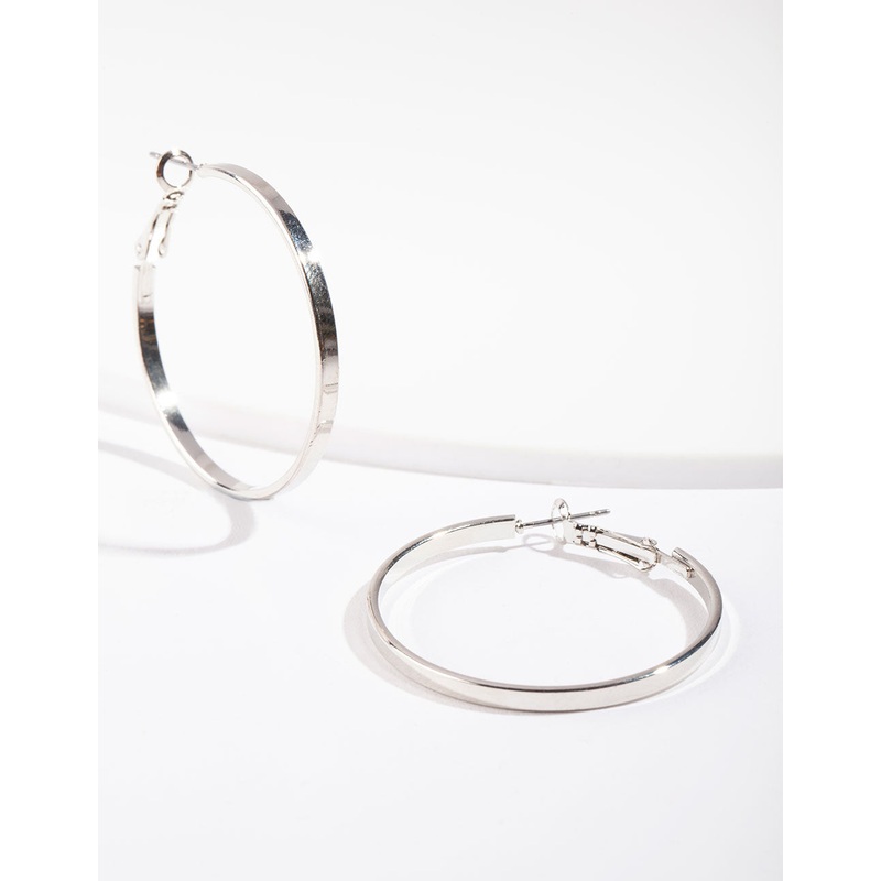Silver 4cm Hoop Earrings