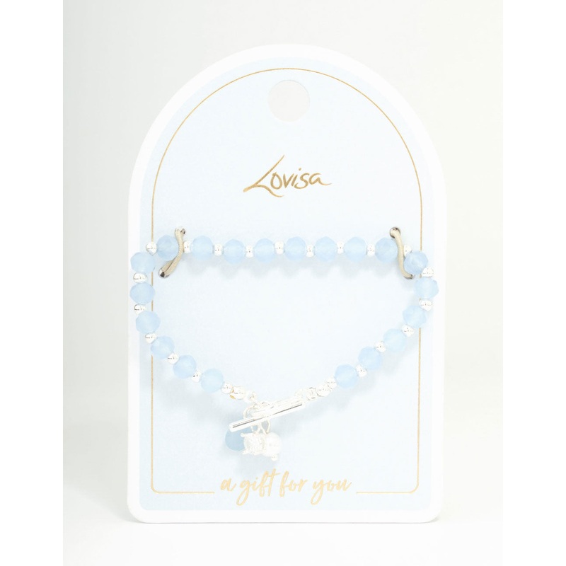 Silver Pearl & Diamante Blue Beaded Bracelet