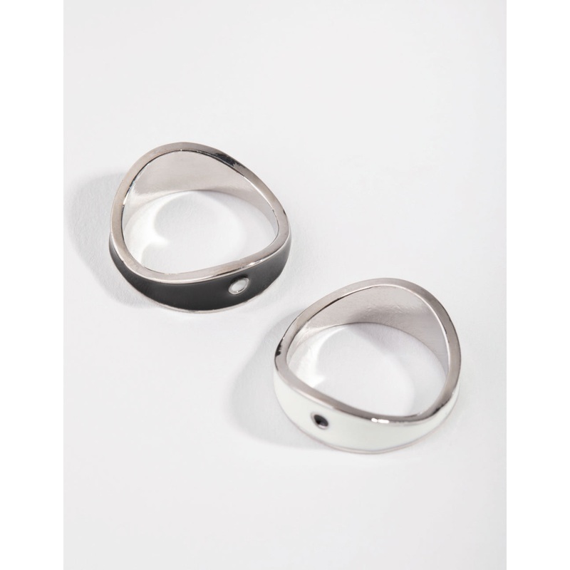 Silver Yin & Yang BFF Band Pack Rings