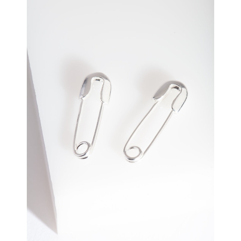 Sterling Silver Safety Pin Earrings