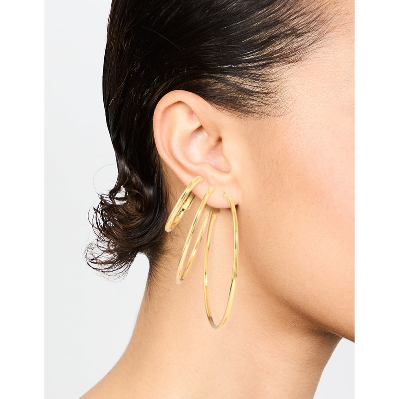 Waterproof Gold Plated Stainless Steel Thin Hoop Earring Pack