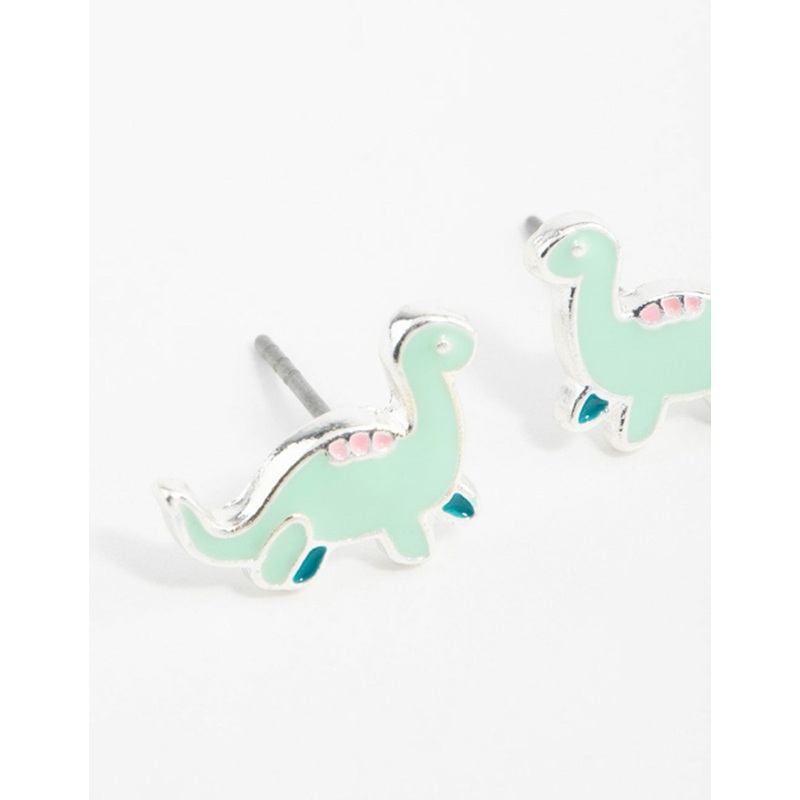 Silver Dinosaur Cartoon Stud Earrings