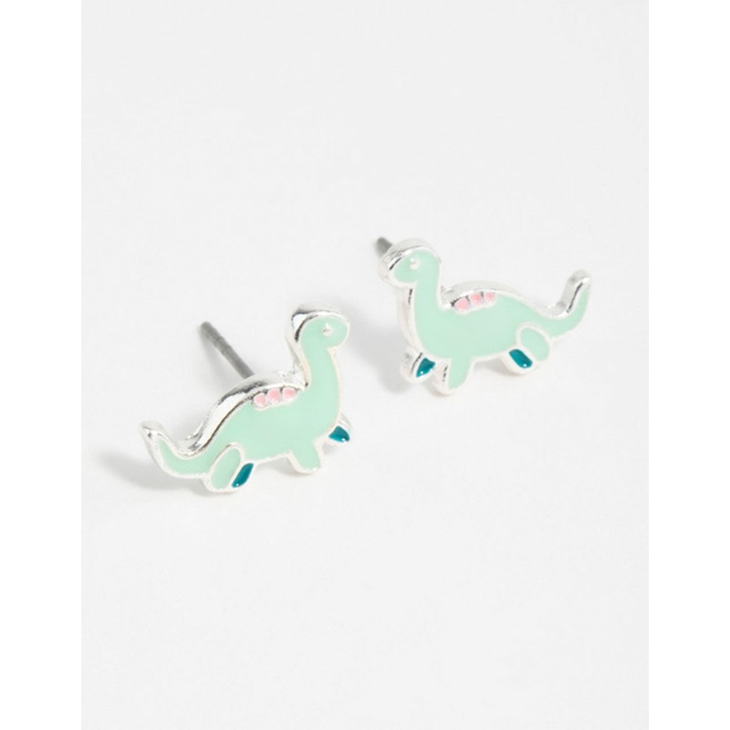 Silver Dinosaur Cartoon Stud Earrings