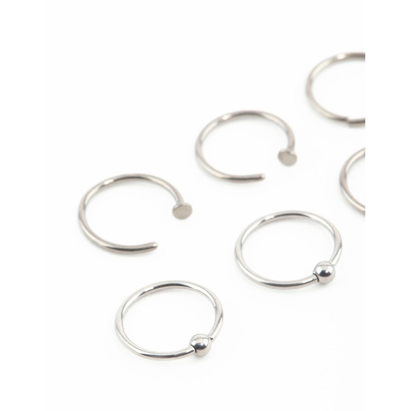Titanium Nose Rings 6-Pack