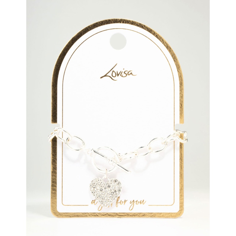 Diamante Heart Silver T & O Bracelet
