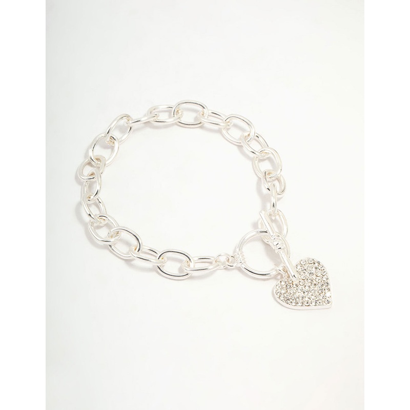 Diamante Heart Silver T & O Bracelet