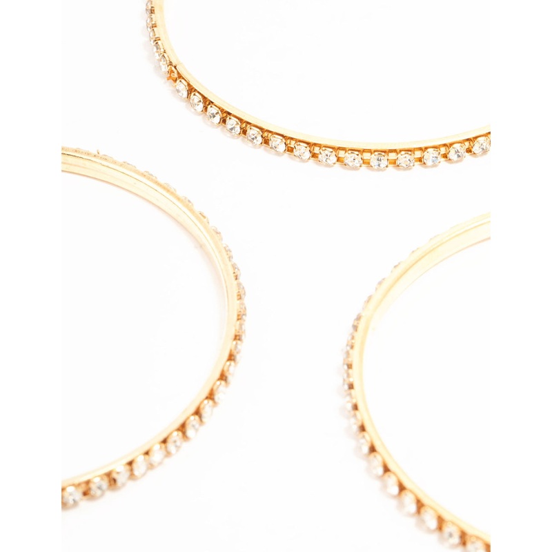 Gold Diamante Cup Chain Bangles 3-Pack