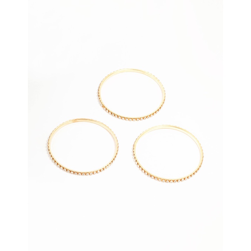Gold Diamante Cup Chain Bangles 3-Pack