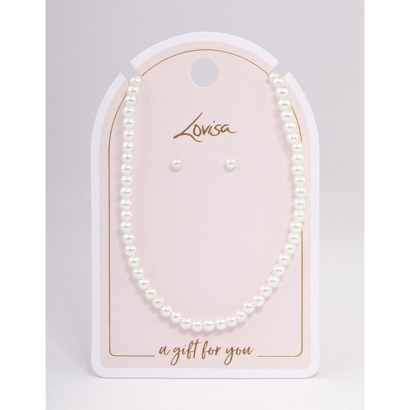 Silver Basic Pearl Strand Jewellery Set