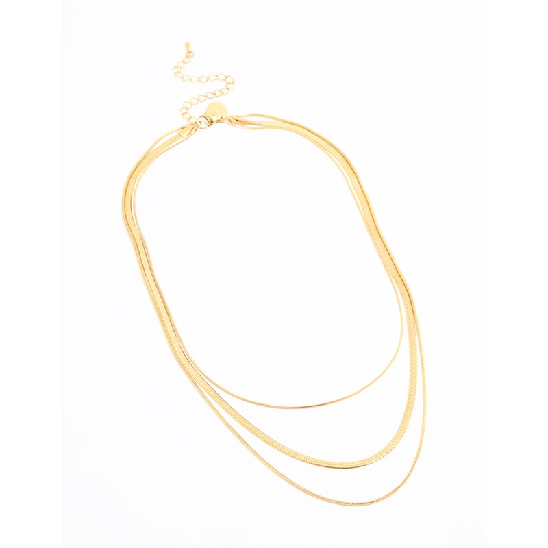 Waterproof Gold Plated Stainless Steel Chain Layered Necklace