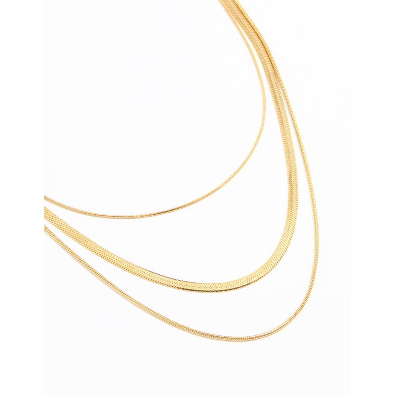 Waterproof Gold Plated Stainless Steel Chain Layered Necklace