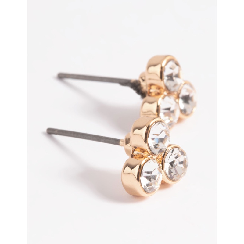 Gold Diamante Stud Earrings