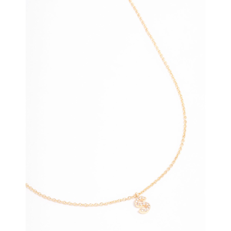 Gold Plated Cubic Zirconia Letter S Necklace