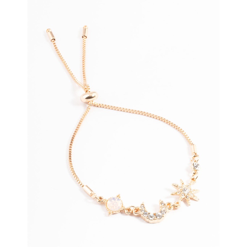 Gold Pretty Diamante Celestial Bracelet