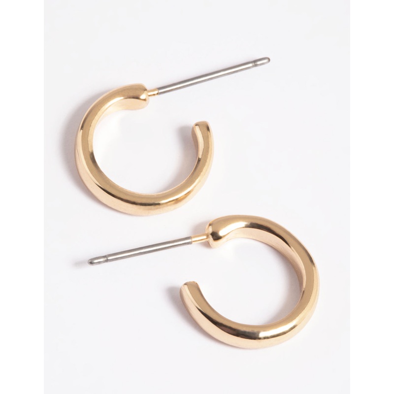 Gold Simple Huggie Hoop Earrings