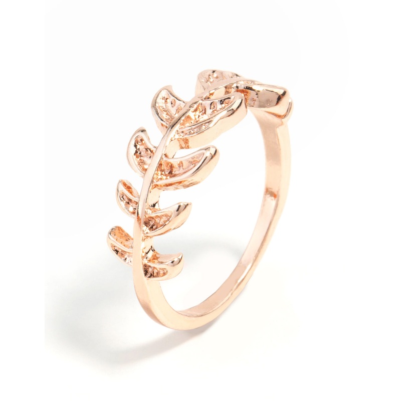 Rose Gold Leaf Band Ring|SM|ML