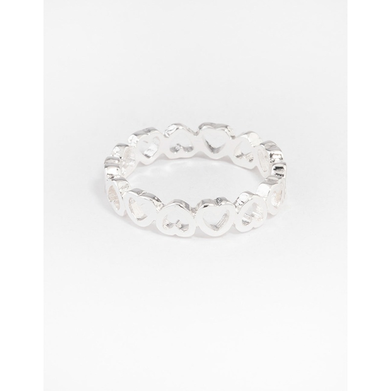 Silver Alternating Heart Ring|SM|ML