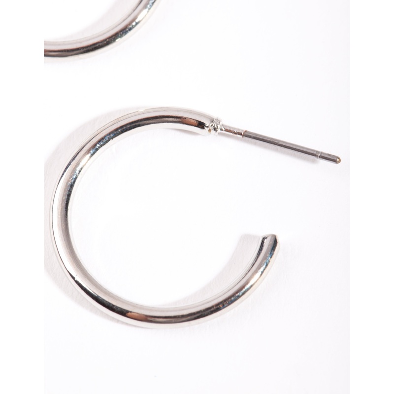 Silver Small Plain Hoop Earrings