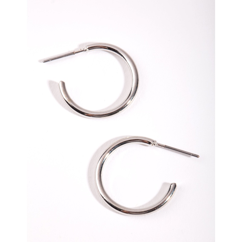 Silver Small Plain Hoop Earrings