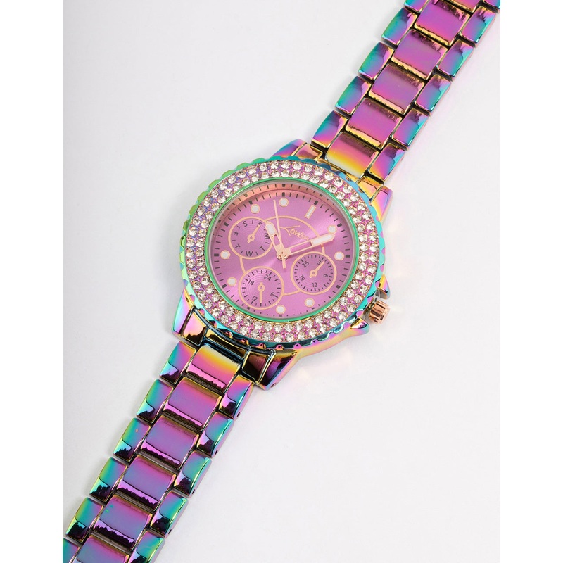 Coated Petrol Bling Link Watch