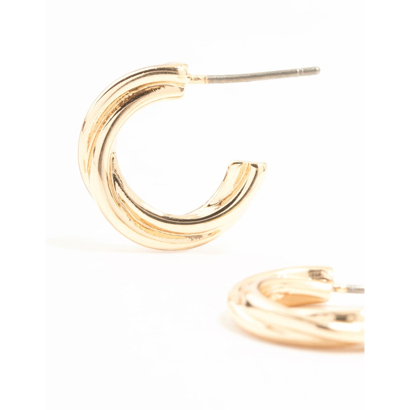 Gold Chunky Twisted Huggie Earrings