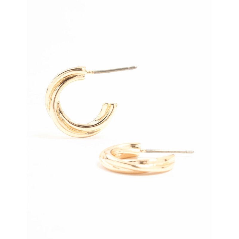 Gold Chunky Twisted Huggie Earrings