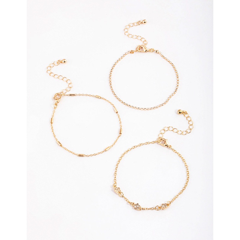 Gold Cup Chain & Flower Bracelet Pack
