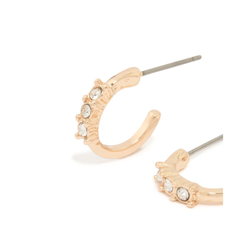 Gold Diamante Huggie Earrings