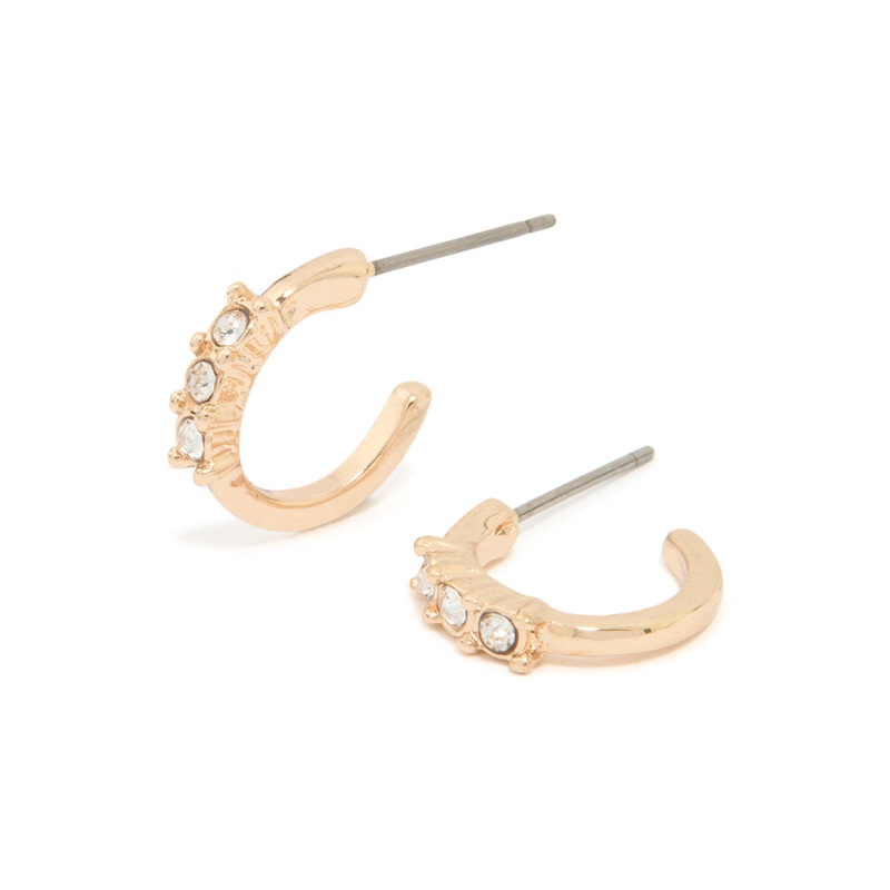 Gold Diamante Huggie Earrings