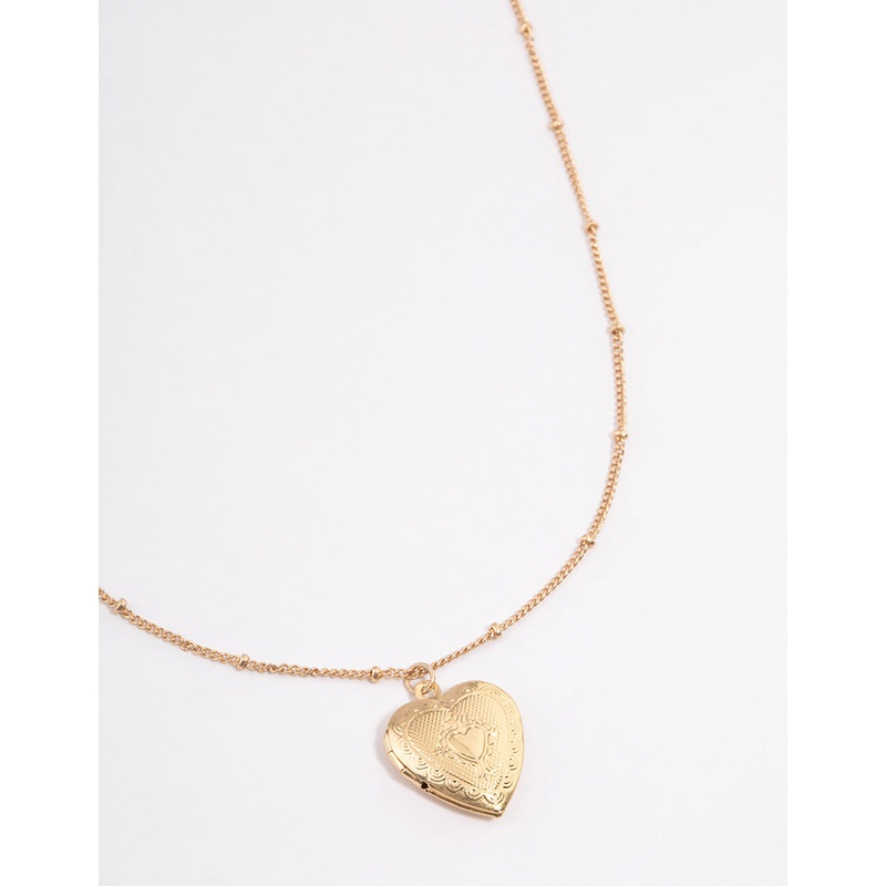 Gold Heart Locket Layered Necklace