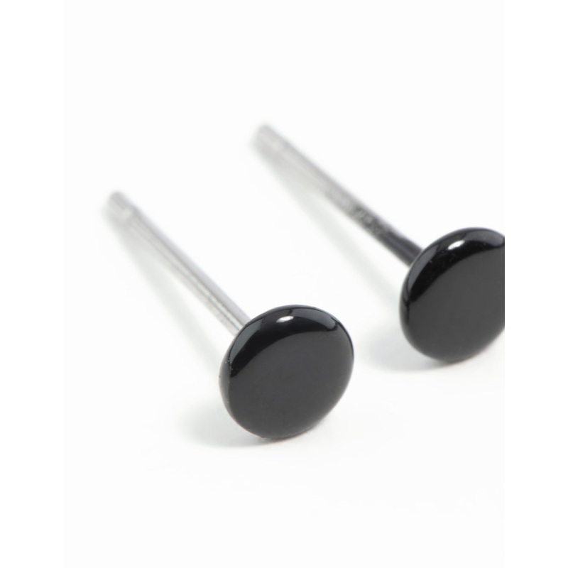 Mini Black Dot Stud Earrings